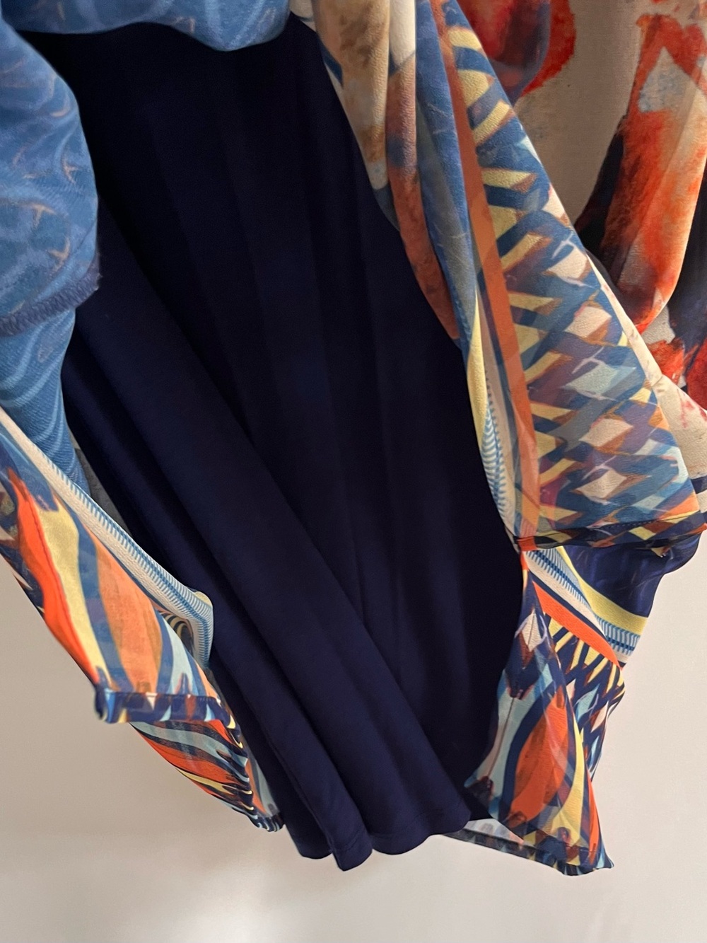 Soft Surroundings Sheer Blue Orange Floral Oversized Bold Mixed Print Midi M - Picture 5 of 10